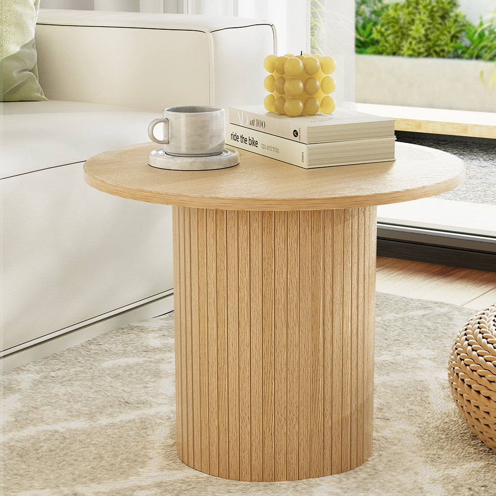 Artiss Coffee Table Round Side Table Fluted Base PIIA Tristar Online