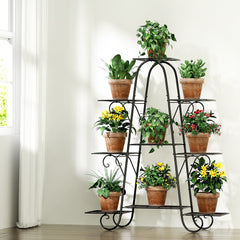 Artiss Plant Stand Outdoor Indoor Metal Flower Pots Rack Corner Shelf Black Tristar Online