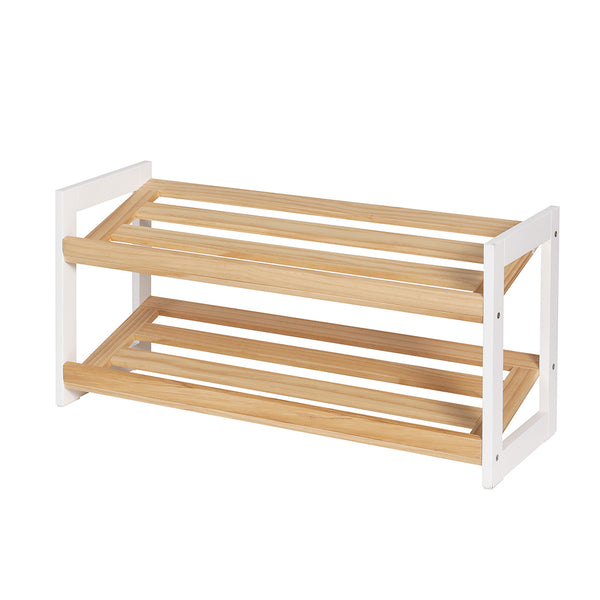 Artiss Shoe Rack Wooden Storage 2 Tier Tilted Shelves Stand Organizer Kara Tristar Online