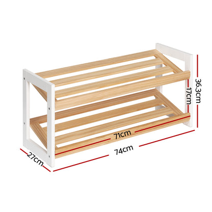 Artiss Shoe Rack Wooden Storage 2 Tier Tilted Shelves Stand Organizer Kara Tristar Online
