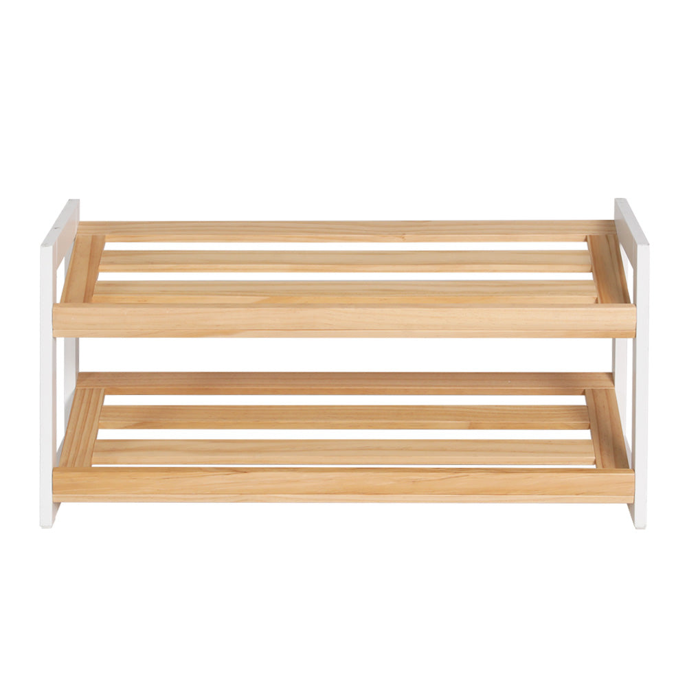 Artiss Shoe Rack Wooden Storage 2 Tier Tilted Shelves Stand Organizer Kara Tristar Online