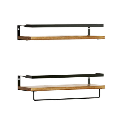 Artiss 2x Floating Wall Shelves Brackets Towel Rail Rack DIY Wall Mount Rack Tristar Online