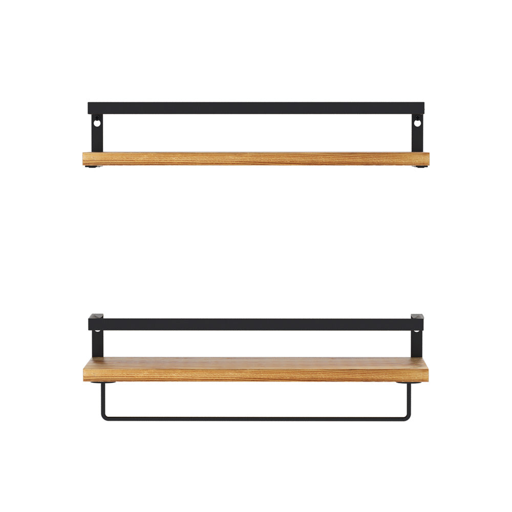 Artiss 2x Floating Wall Shelves Brackets Towel Rail Rack DIY Wall Mount Rack Tristar Online