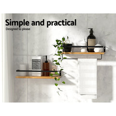 Artiss 2x Floating Wall Shelves Brackets Towel Rail Rack DIY Wall Mount Rack Tristar Online