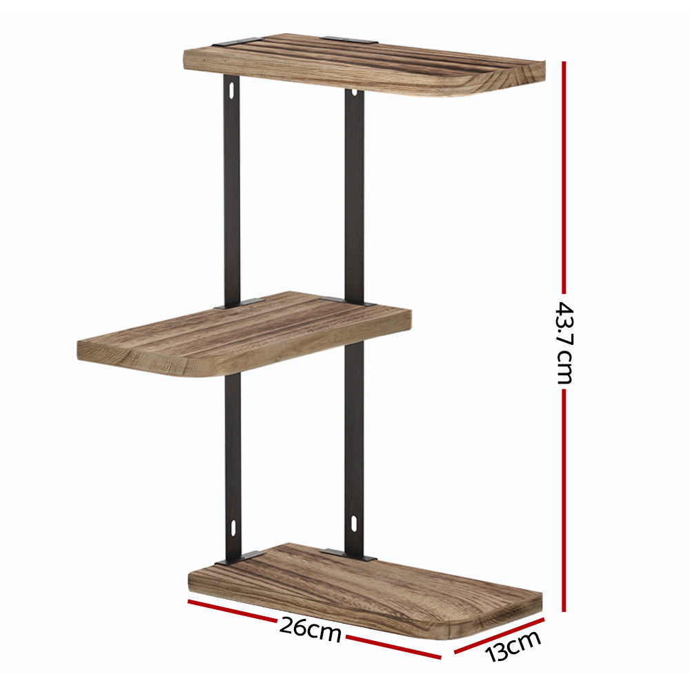 Artiss Floating Wall Shelves Brackets 3 Tiers Corner Display DIY Wall Mount Rack Tristar Online