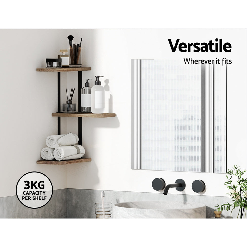 Artiss Floating Wall Shelves Brackets 3 Tiers Corner Display DIY Wall Mount Rack Tristar Online
