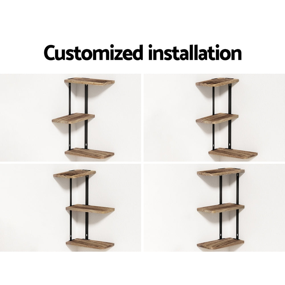 Artiss Floating Wall Shelves Brackets 3 Tiers Corner Display DIY Wall Mount Rack Tristar Online