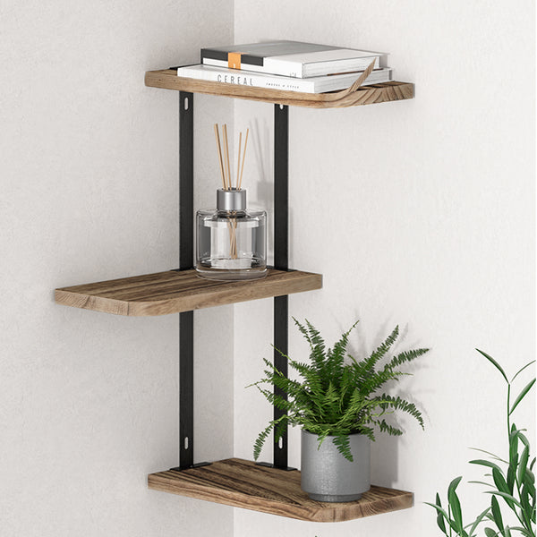 Artiss Floating Wall Shelves Brackets 3 Tiers Corner Display DIY Wall Mount Rack Tristar Online