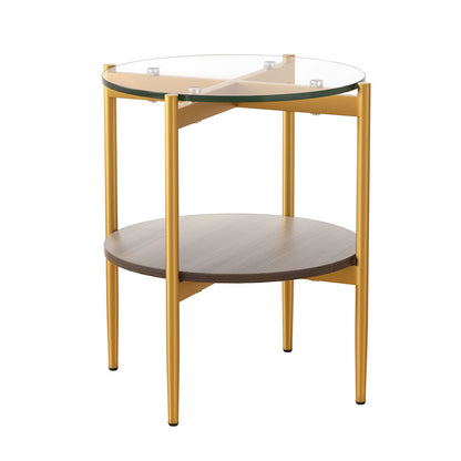 Artiss Coffee Table 45CM Round Tempered Glass Carol Tristar Online