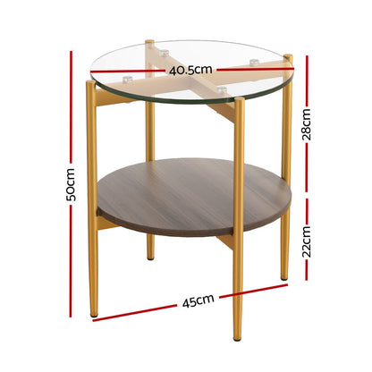 Artiss Coffee Table 45CM Round Tempered Glass Carol Tristar Online
