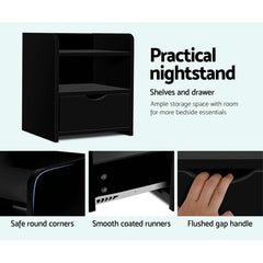 Artiss Bedside Table Drawer - Black Tristar Online