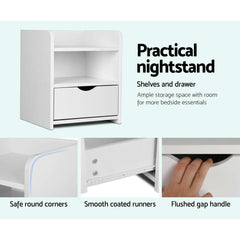 Artiss Bedside Table Drawer - White Tristar Online