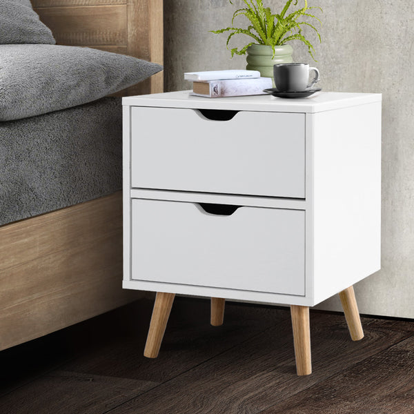 Artiss Bedside Tables Drawers Side Table Nightstand White Storage Cabinet Wood Tristar Online