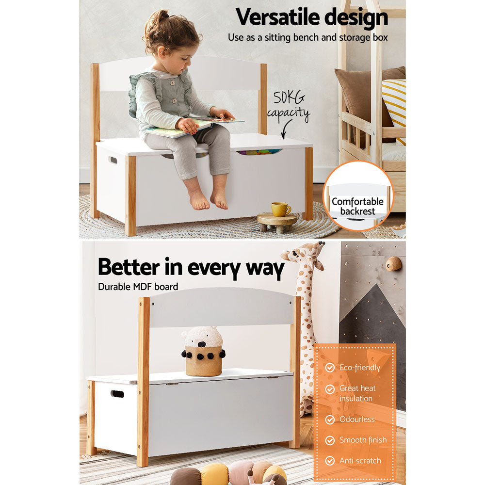 Keezi Kids Toy Box Chest Storage Blanket Children Room Organiser Seating Bench Tristar Online