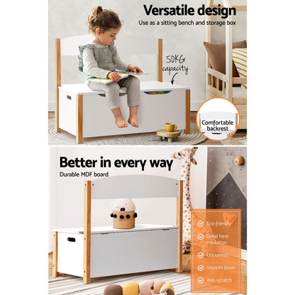 Keezi Kids Toy Box Chest Storage Blanket Children Room Organiser Seating Bench Tristar Online