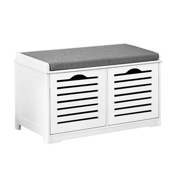 Artiss Fabric Shoe Bench with Drawers - White & Grey Tristar Online