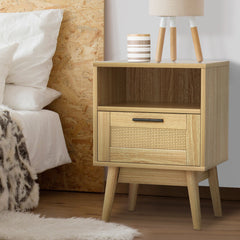 Artiss Bedside Tables Rattan Drawers Side Table Nightstand Storage Cabinet Wood Tristar Online