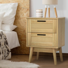 Artiss Bedside Tables Rattan 2 Drawers Side Table Nightstand Storage Cabinet Tristar Online