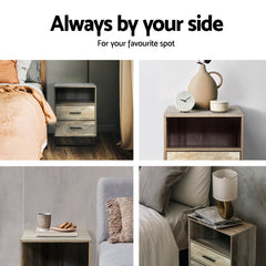Artiss Bedside Table 2 Drawers with Shelf - BADAN Tristar Online