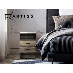 Artiss Bedside Table 2 Drawers with Shelf - BADAN Tristar Online