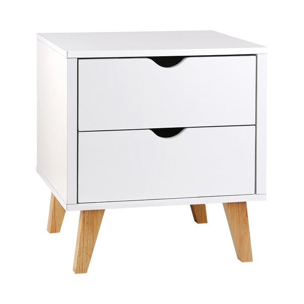 Artiss Bedside Table 2 Drawers - ANDERS White Tristar Online