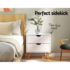 Artiss Bedside Table 2 Drawers - ANDERS White Tristar Online