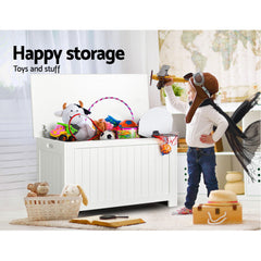 Keezi Kids Wooden Toy Chest Storage Blanket Box White Children Room Organiser Tristar Online