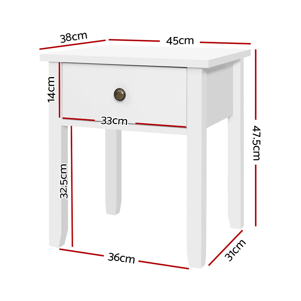 Bedside Tables Drawer Side Table Nightstand White Storage Cabinet White Lamp Tristar Online