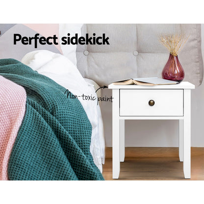 Bedside Tables Drawer Side Table Nightstand White Storage Cabinet White Lamp Tristar Online