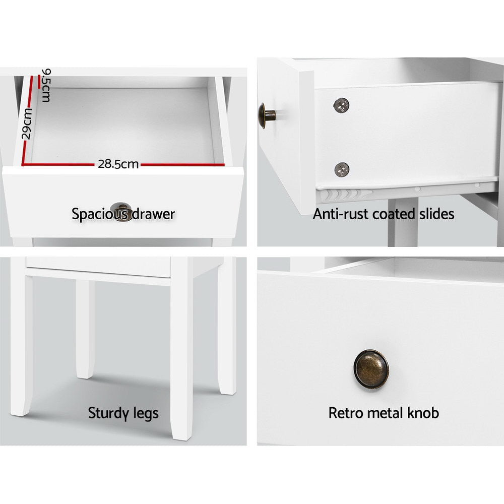 Bedside Tables Drawer Side Table Nightstand White Storage Cabinet White Lamp Tristar Online
