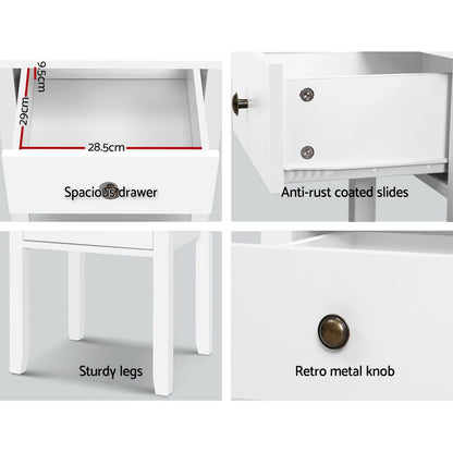 Bedside Tables Drawer Side Table Nightstand White Storage Cabinet White Lamp Tristar Online