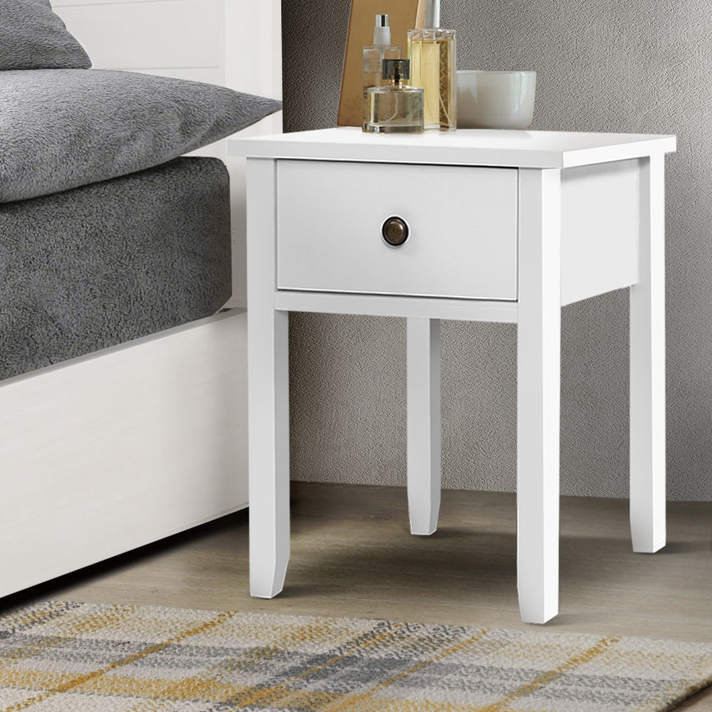 Bedside Tables Drawer Side Table Nightstand White Storage Cabinet White Lamp Tristar Online