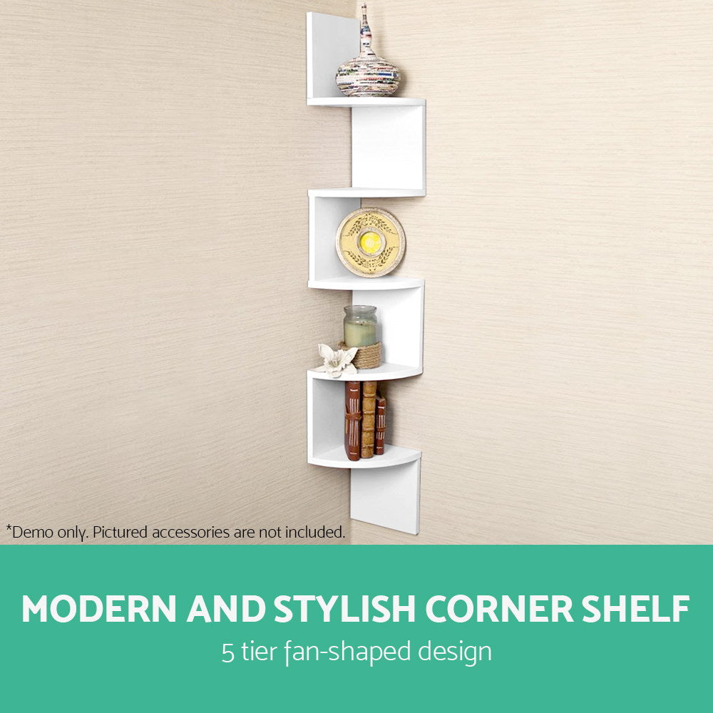 Artiss Wall Shelf Corner Floating 5-Tier White Tristar Online