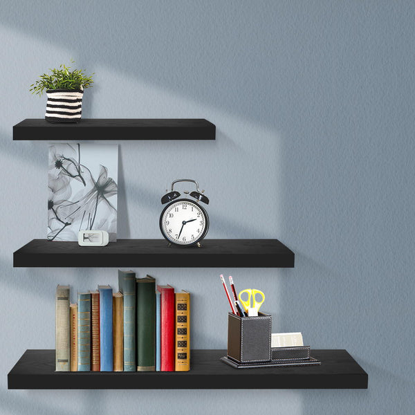 Artiss 3 Piece Floating Wall Shelves - Black Tristar Online