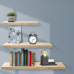 Artiss 3pcs Wall Floating Shelf Set DIY Mount Storage Book Display Rack Oak Tristar Online