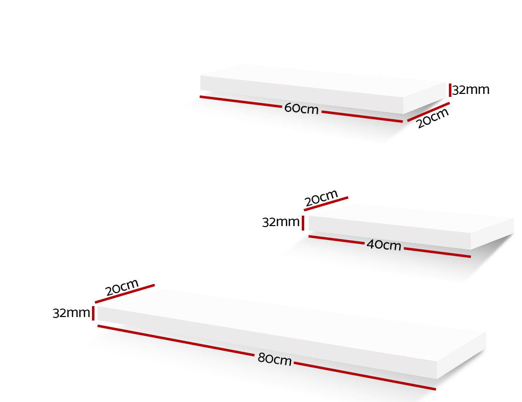 Artiss 3 Piece Floating Wall Shelves - White Tristar Online