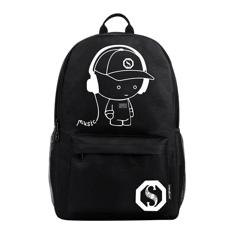 Luminous School Bags For Kids, College Bags For Boys & Girls Students With Waterproof USB Luminous