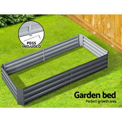 Greenfingers 180x90x30CM Galvanised Raised Garden Bed Steel Instant Planter Tristar Online
