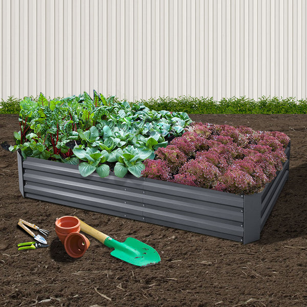 Greenfingers 180x90x30CM Galvanised Raised Garden Bed Steel Instant Planter Tristar Online