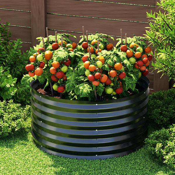 Greenfingers Garden Bed 90X45cm Round Latches Planter Box Raised Galvanised Herb Tristar Online