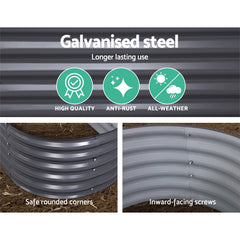 Greenfingers 160X80X42CM Galvanised Raised Garden Bed Steel Instant Planter Tristar Online