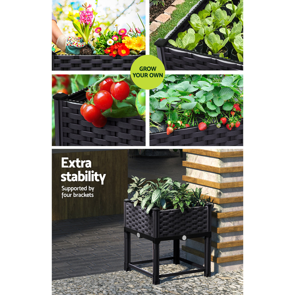 Greenfingers Garden Bed PP Raised Planter Flower Vegetable Outdoor 40x40x23cm Tristar Online