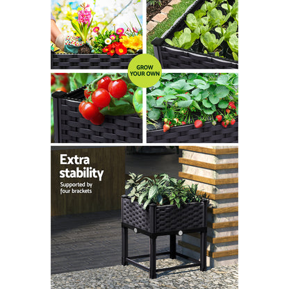 Greenfingers Garden Bed PP Raised Planter Flower Vegetable Outdoor 40x40x23cm Tristar Online