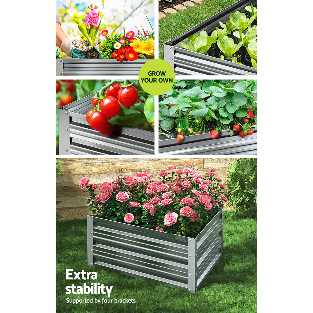 Greenfingers Garden Bed Galvanised Steel Raised Planter Vegetable 86x86x30cm Tristar Online