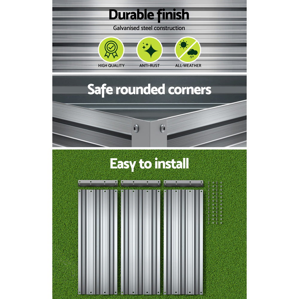 Greenfingers Garden Bed Galvanised Steel Raised Planter Vegetable 86x86x30cm Tristar Online