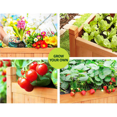 Greenfingers Garden Bed Raised Wooden Planter Outdoor Box Vegetables 90x30x33cm Tristar Online