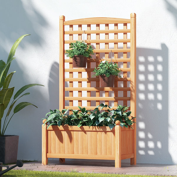 Greenfingers Garden Bed Wooden 64x35x115cm Planter Raised Box Container Trellis Tristar Online