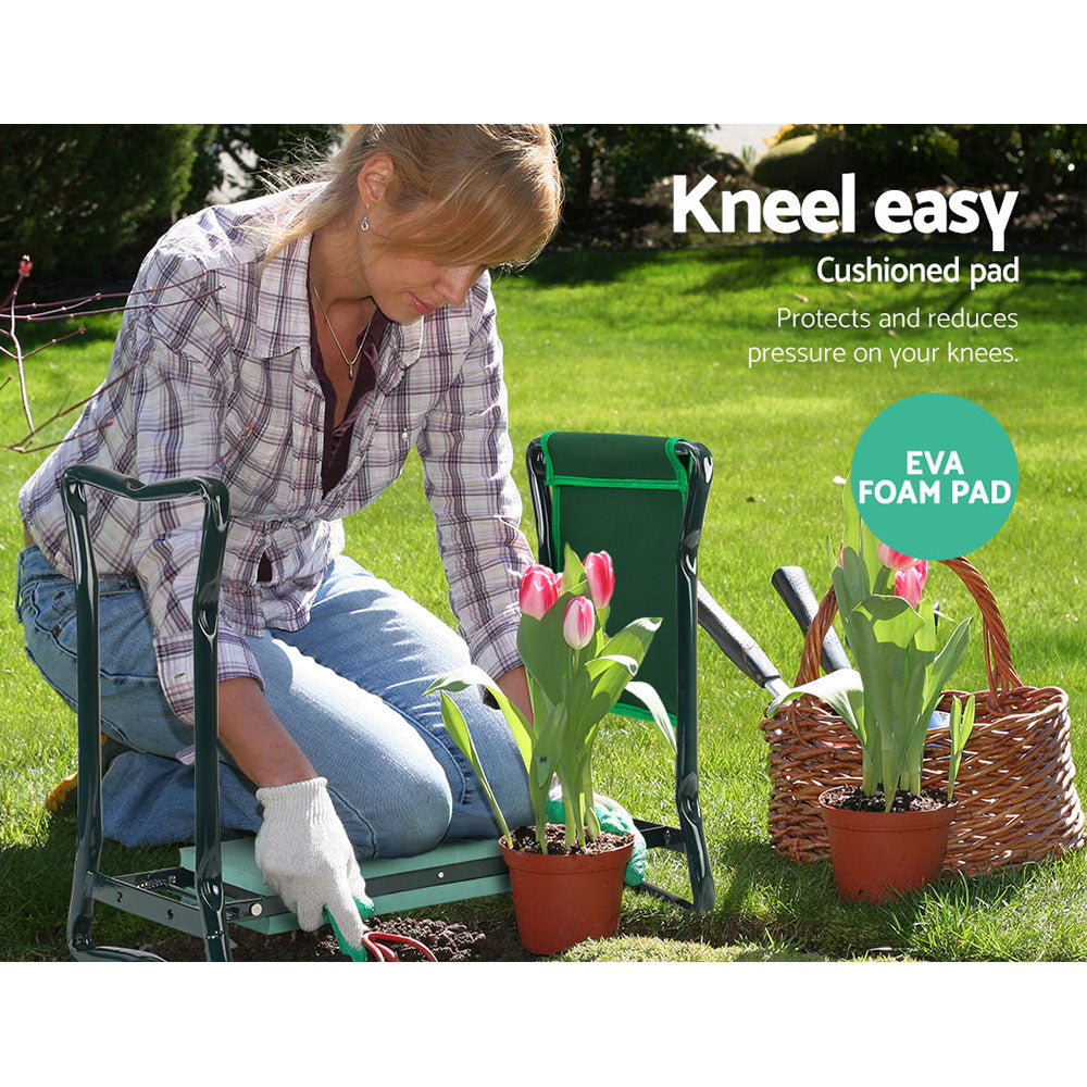 Gardeon Garden Kneeler 3-in-1 Padded Seat Stool Outdoor Bench Knee Pad Foldable Tristar Online