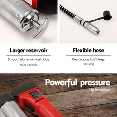 Giantz 20V Rechargeable Cordless Grease Gun - Red Tristar Online