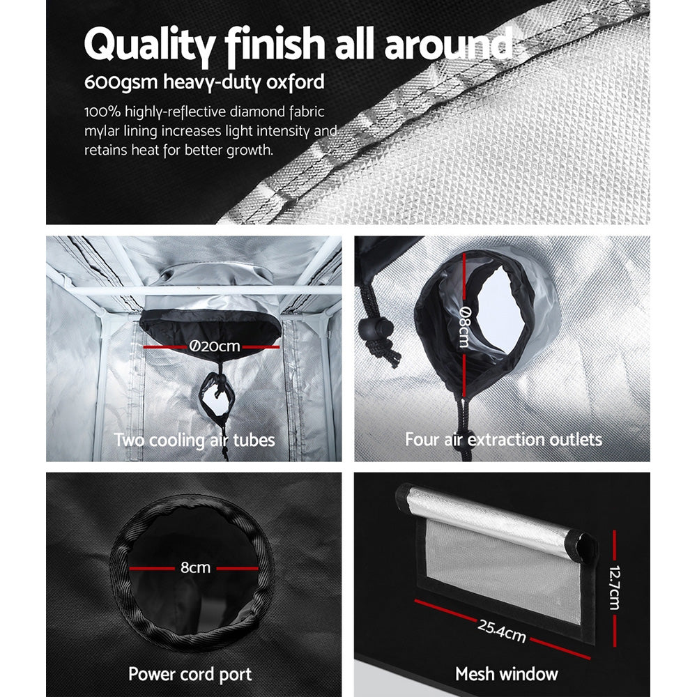 Greenfingers Hydroponics Grow Tent Kits Hydroponic Grow System Black 60X60X90CM 600D Oxford Tristar Online